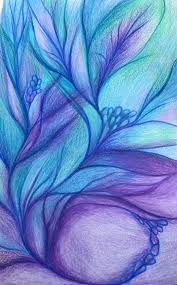Color Pencil Abstract Blue Purple Teal Color Pencil Art Crayon Drawings Abstract