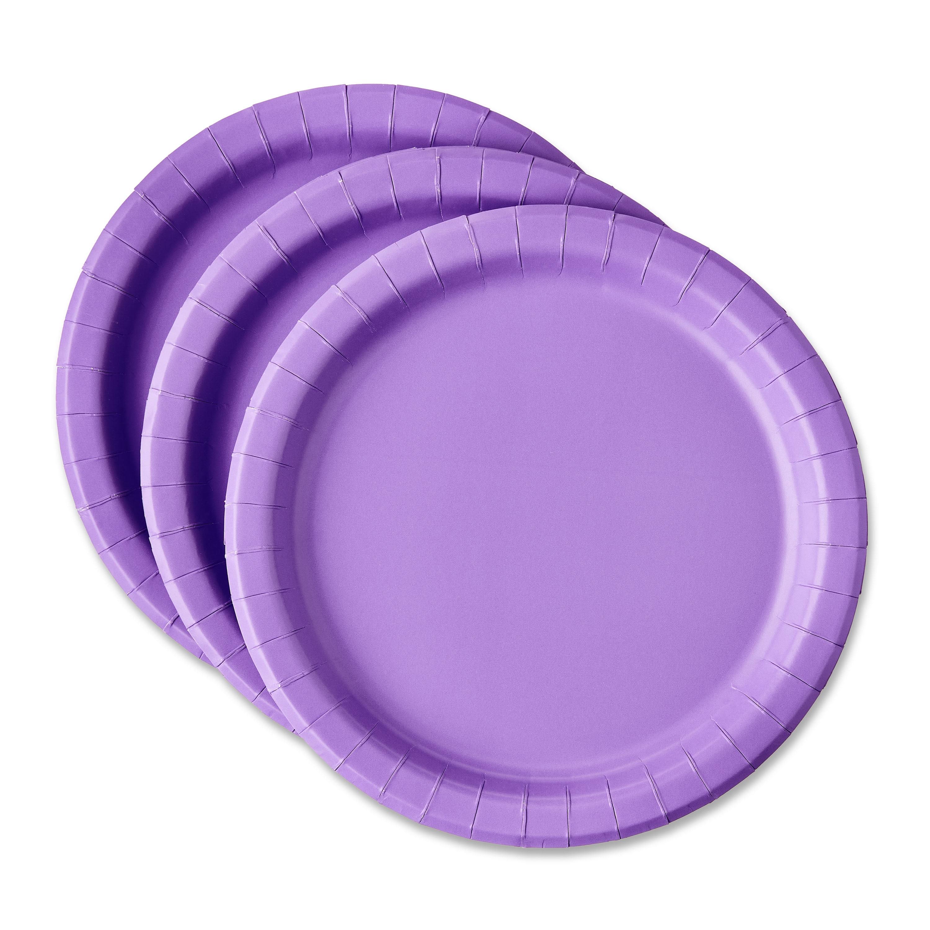 Disposable Purple Party Paper Plates Serves 20