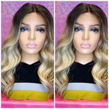 Blonde Medium Mixed Blonde 14” Wavy Balayge Front Lace wig Hair accessories