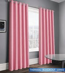 This idea is best for a sweet, little nursery. Stars Starlight Girls Kids Bedroom Thermal Blackout Ringtop Eyelet Curtains Baby Pink