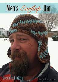Men S Earflap Hat Free Crochet Pattern One Of Our Most Popular Patterns Regardless Of Season Craftown Crochet Hat Earflap Crochet Mens Hat Mens Crochet