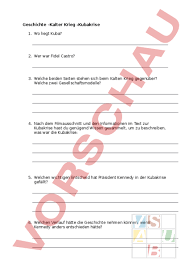 Die direkte und bedrohliche konfrontation der supermächte während. Arbeitsblatt Kalter Krieg Kuba Krise Geschichte Neuzeit