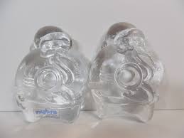 Nybro Sweden Glass Crystal Santa Claus Candle Holders By Designer Rune Strand Christmas Trinkets Candle Holders Nybro