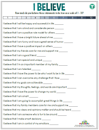 self esteem and character building worksheets for kids and teens