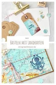 Basteln Mit Landkarten Fur Geschenkverpackungen Geschenkverpackung Basteln Kreative Geburtstagskarten Reisegutschein Basteln