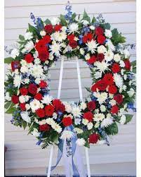 Red white and blue flowers for funeral. Red White And Blue Funeral Wreath In Smyrna Ga Floral Creations Florist