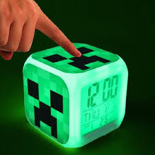 New Arrival Christmas Gifts Anime Minecraft Glowing Led Colorful Change Digital Alarm Clock Night Light For Kids Birthday Sup Clock Alarm Clock Led Alarm Clock