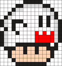 Boo Mushroom Perler Kandi Pattern Pixel Art Pattern Perler Beads Perler Bead Patterns