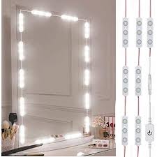 Continue doing this around the entire circumference of the mirror so the lights can lay evenly about 2 in (5.1 cm) in away from the edge of the mirror. Mirror Not Included Laza 10 Bulb Hollywood Style Diy Led Vanity Lights Makeup Lighting Fixture Strip With 3 Color Modes And Usb Port For Full Body Length Makeup Mirror Bathroom Wall Mirror