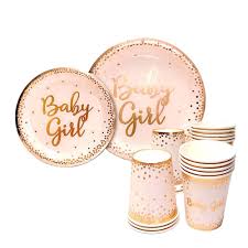 Baby Shower Plates And Napkins Girl For 24 With Rose Gold Pink Paper Plates Napkins Cups For Tea Party Or Girls Birthday Set Buy Baby Shower Plates And Napkins Baby Shower Set