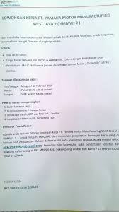 Mutiara gading timur mustikajaya blok l5 no.1, bekasi, 17158, indonesia. Info Lowongan Kerja Pt Yamaha Bkk Smkn 6 Kota Bekasi Facebook