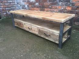 Industrial Chic Reclaimed Wood Tv Stand Media Unit With 3 Drawers Steel Solid Wood Metal Hand Made In Sheffield 098 Reclaimed Wood Tv Stand Tv Stand Wood Wood And Metal