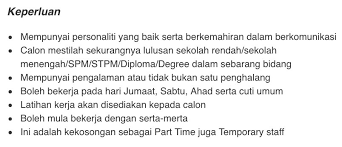 Kamu lagi cari kerja part time atau paruh waktu yang cocok untuk mahasiswa? Kerja Part Time Kl Sabtu Ahad