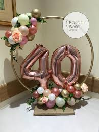 40th Birthday Flowers And Balloons 40a Celebracion De Salto In 2020 Birthday Balloon Decorations 40th Birthday Balloons Balloon Decorations Party