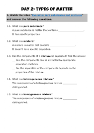 All living things like plants, animals, human beings can be called matter because they have mass and occupy space. Matter 3 Types Of Matter Worksheet