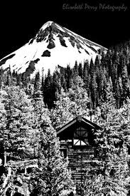 Colorado 8x12 Photograph Black White Photography Snowy Mountain Peak Rising Above Cabin Black And White Photography Snowy Mountains
