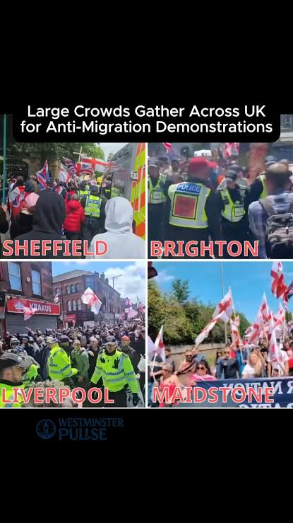 Manchester Protest Clash Breaks Out Over Labour Migration Policies Hundreds of supporters from the nationalist group Britain First held a rally in Manchester, protesting against Prime Minister Keir