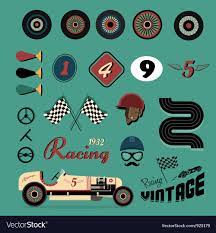 Vector Icons Of Vintage Car Racing Download A Free Preview Or High Quality Adobe Illustrator Ai Eps Pdf An Racing Car Images Vintage Race Car Vintage Racing