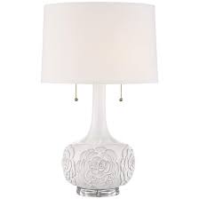 Possini Euro Natalia White Floral Table Lamp 14e66 Lamps Plus In 2020 Table Lamp Possini Euro Design Bedside Night Stands