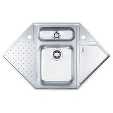 This corner kitchen sink design is also called a modern modular kitchen. Double Kitchen Sink Vision 40 Alveus With Drainboard Stainless Steel Overmount
