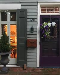 Benjamin Moore Autumn Purple Evoking Fall As The Leaves Begin To Change Colour This Deep P Purple Front Doors Cottage Exterior Colors Exterior Color Palette