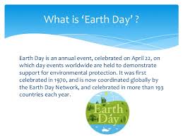 The first ever earth day was held in 1970 in america, 20 million people took to the streets to protest against big environmental nasa is celebrating earth day by hosting an earth day at home party. Earth Day 2016