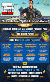 If you use cheat menu mode, it is possible to unlock the plane or helicopter by pressing ctrl+c, vehicle cheats, and unlock nearest vehicle. The San Andreas Flight School Event Weekend This Fri Sun Rockstar Games