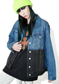 Half Black And Blue Denim Jacket Black N Blue Denim Jacket Jackets Denim Half Jacket