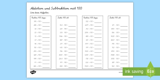 Multiplikation das vielfache von 10 und 100 arbeitsblatt : Addition Und Subtraktion Uber 100 Arbeitsblatt