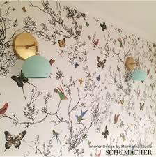 Birds And Butterflies Wallpaper This Celebrated Pattern Derives From A Hand Printed 1960s Wallcovering In Our Archives Its Whimsical Creatur Butterfly Wallpaper Bird Wallpaper Room Wallpaper