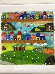 Fused Glass Art Fused Glass Cornish Seaside Harbour Town With Boats And Beach Huts Framed Art Cornish Fused Glass Fused Glass Wall Art Fused Glass Art Glass Fusing Projects