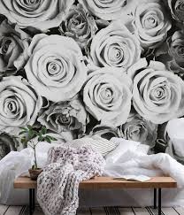 Black And White Beach Wall Mural Roses Black And White Wallpaper Flower Wall Wall Murals Mural