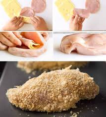 Chicken cordon bleu is usually stuffed with ham and swiss cheese, but you can use any cheese your family likes such as mozzarella or gruyere. Chicken Cordon Bleu Recipetin Eats
