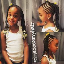 Kids Protective Braid Style For Long And Curly Hair Two Ponytails Braided To The Ends With Black And Ye Cornrow Hairstyles Braids For Short Hair Girls Braids