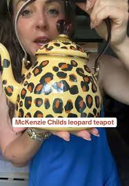 Elegant McKenzie Childs Leopard Print Kettle