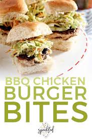 Bbq Chicken Burger Bites With Avocado Slaw Ad Recipe Chicken Burgers Burger Bites Bbq Chicken