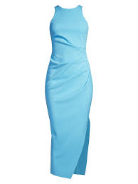 Misha Collection Marjorie Ruched Midi-Dress In Pool Blue