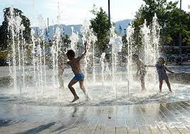 Happy family in park with fountain, boys and girls playing outdoors around garden waterfall, casual people in vacation vector illustration. Hd Wallpaper Boy Wearing Blue Brief Children Playing Water Fountain Zurich Wallpaper Flare