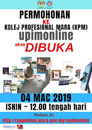 Berikut dikongsikan panduan langkah demi langkah bagaimana untuk memohon kemasukan ke kv secara online serta syarat kemasukan terkini. Hi Edu Mara Jom Ambil Peluang Permohonan Online Ke Kolej Profesional Mara Kpm Sesi Jun 2019 Akan Dibuka Pada 04 Mac 2019 12 00 Tengah Hari Kolej Profesional Mara Ayer