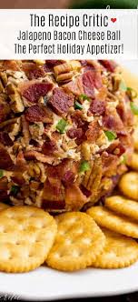 Jalapeno Bacon Cheese Ball Is A Creamy Soft Cream Cheese Ball Mixed With A Little Spice From Jalap Stuffed Jalapenos With Bacon Appetizer Recipes Bacon Cheese