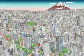 the tokyo skytree mural teamlab チームラボ city drawing japanese painting tree wall painting