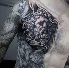 Qual é o significado da tatuagem Zeus? | Chest tattoos for women, Zeus tattoo, Chest tattoo men