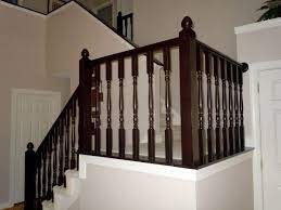 Diy Stair Banister Makeover Using Gel Stain Remodelaholic Stair Railing Makeover Stair Banister Diy Stairs