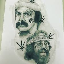 Drawn in ink and colored in photoshop. Cheech And Chong Drawing Available For Tattooing Cheech And Chong Portrait Tattoo Tattoos
