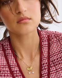 Ola Brass & Pearl Cherry Pendant Necklace