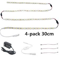 4 X 30cm Plug In Led Under Kitchen Cupboard Cabinet Strip Lights Kit 17w Dc 12v Dimmable Led Flexible Strip Lighting For Showcase Wardrobe Lighting