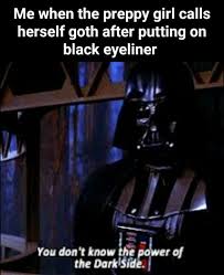Me When The Preppy Girl Calls Herself Goth After Putting On Black Eyeliner Funny Meme Funny Pictures Makeup Memes Funny Memes