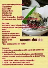 Entri kali ini adalah resepi masakan khas buat penggemar durian. Serawa Durian Asian Snacks Durian Recipes