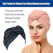 Guardurnaity Turbante Nudo Estilo Étnico Hijab Superficie Lisa Capó  Decoración para Mujer Negro 2Conjunto