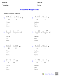 Algebra 2 Worksheets Conic Sections Worksheets Algebra 2 Worksheets Maths Algebra Algebra